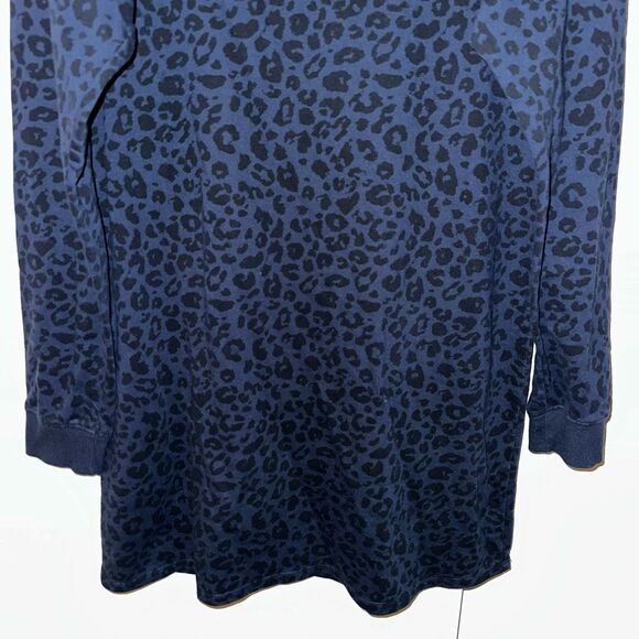 Z Supply Crewneck Sweatshirt Dress Navy Black Leopard Large GUC - Picture 2 of 12